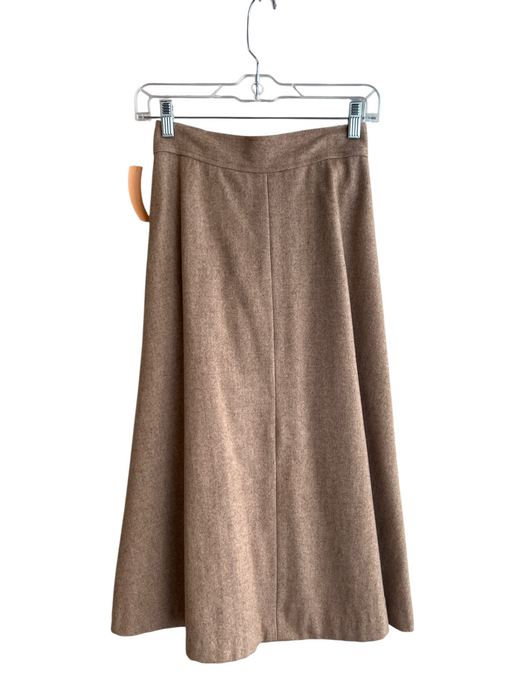 Foxrun Size 6 Brown No Fabric Tag Wool Button Front Pleated Ankle Length Skirt Brown / 6