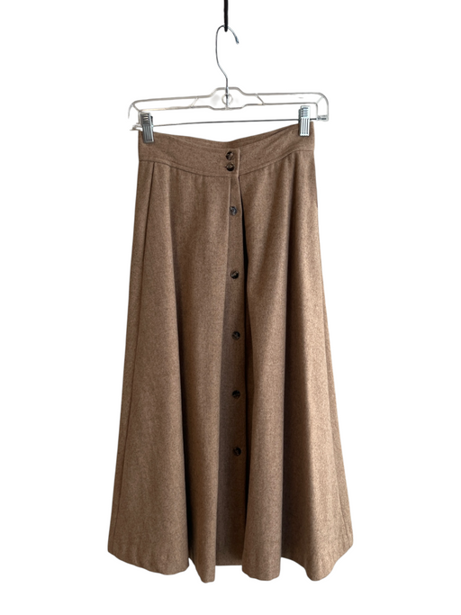 Foxrun Size 6 Brown No Fabric Tag Wool Button Front Pleated Ankle Length Skirt Brown / 6