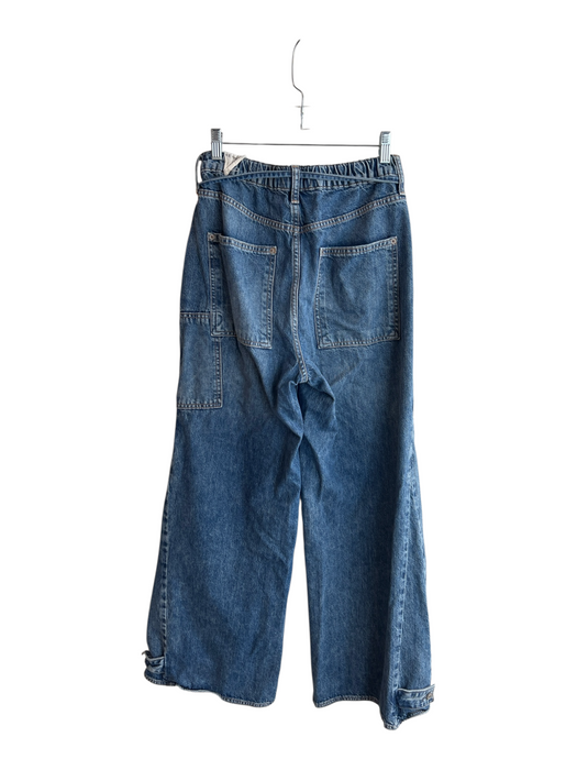 We The Free Size S Medium Wash Cotton Elastic Drawstring Zip Fly Wide Leg Jeans Medium Wash / S