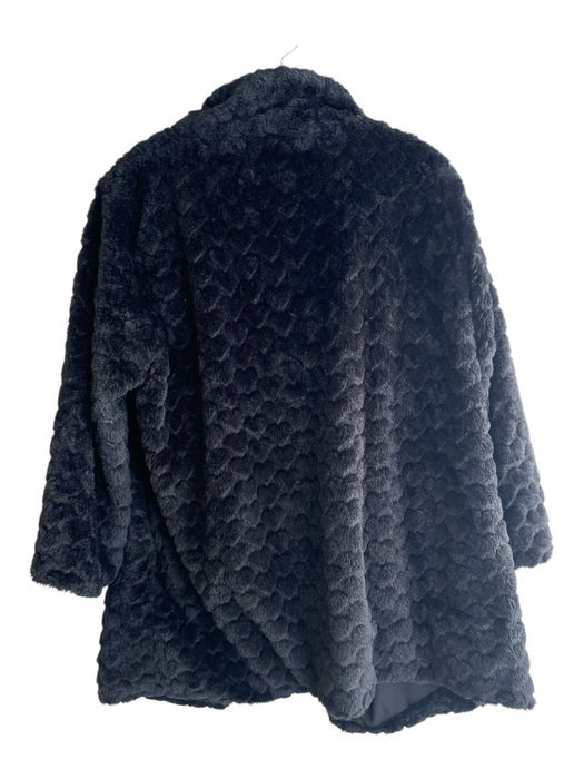 Jayley Size Est S Black Modacrylic Open Front Faux Fur Collared Jacket Black / Est S