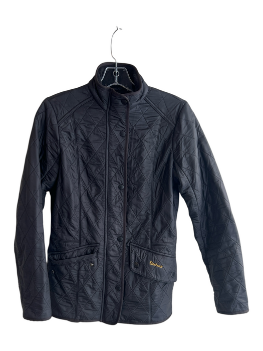 Barbour Size 6 Black Polyester High Neck Zip Front Quilted Long Sleeve Jacket Black / 6