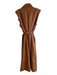 Bagatelle Size S Brown Faux Leather Lapel Sleeveless Waist tie Jacket Brown / S