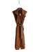 Bagatelle Size S Brown Faux Leather Lapel Sleeveless Waist tie Jacket Brown / S