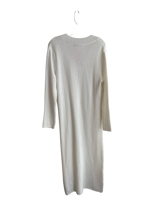 Na-kd Size S White Acrylic Blend V Neck Long Sleeve Knit Maxi Dress White / S
