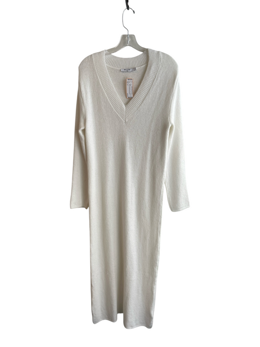 Na-kd Size S White Acrylic Blend V Neck Long Sleeve Knit Maxi Dress White / S