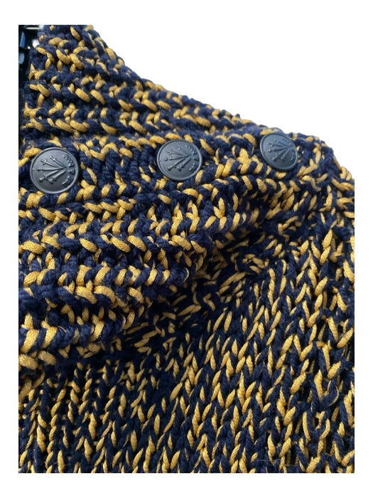 Rag & Bone Size L Navy & Yellow Wool Blend Turtle Neck Chunky Knit Sweater Navy & Yellow / L