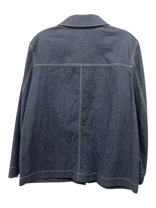 Lafayette 148 Size M Blue Cotton Button Up Pockets Long Sleeve Top Blue / M