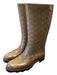 Gucci Shoe Size 37 Tan & brown Rubber Lug Sole Almond Toe Calf Height Rainboots Tan & brown / 37