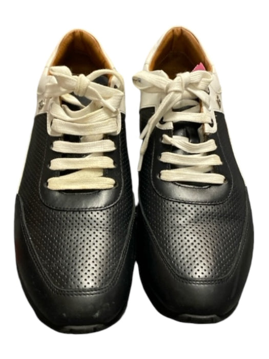 Bally Shoe Size 38 Black & White Leather & Rubber Low Top lace up Sneakers Black & White / 38