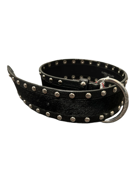 Karen Millen Black & Silver Leather Grommet Detail Buckle silver hardware Belts Black & Silver / 2