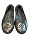 Tory Burch Shoe Size 8 Black Leather Logo Silver Hardware Flat Ballet Flat Shoes Black / 8