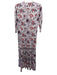 Bell Size XS Ivory, Purple & Red Silk & Cotton V Neck Floral 3/4 Sleeve Dress Ivory, Purple & Red / XS