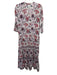 Bell Size XS Ivory, Purple & Red Silk & Cotton V Neck Floral 3/4 Sleeve Dress Ivory, Purple & Red / XS