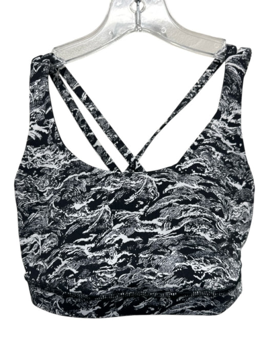 Lululemon Size 6 Black & White Synthetic Cross Back Printed Athletic Top Black & White / 6