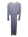 Poupette St. Barth Size XS Blue Multi Viscose V Neck Long Sleeve Slit Dress Blue Multi / XS