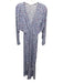 Poupette St. Barth Size XS Blue Multi Viscose V Neck Long Sleeve Slit Dress Blue Multi / XS
