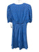 Staud Size 0 Blue Rayon Blend V Neck Puff Sleeve Printed Mini Dress Blue / 0