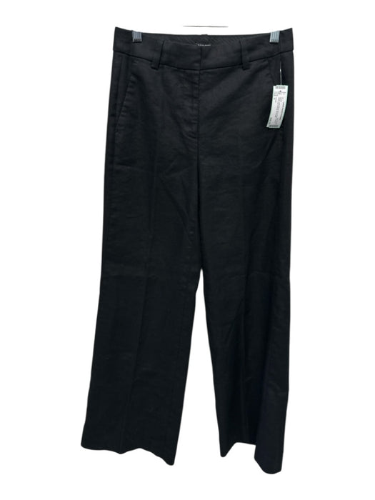 J Crew Size 0 Black Linen Blend Zip & Hook Closure Wide Leg Pockets Pants Black / 0