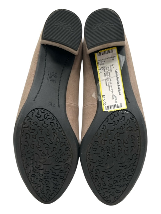 Ara Shoe Size 7.5 Taupe Beige Velour round toe Block Heel Supported Pumps Taupe Beige / 7.5