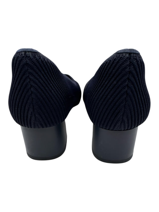 Vivaia Shoe Size 41 Navy Blue Textile Square Toe Ribbed Block Heel Pumps Navy Blue / 41