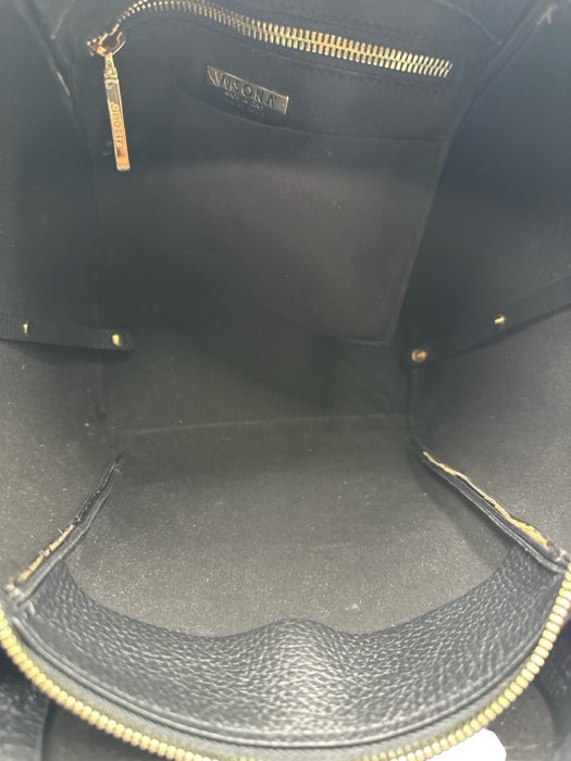 Visiona' Black & Tan Leather Pony Hair Hand & Crossbody Zip Close Bag Black & Tan / M