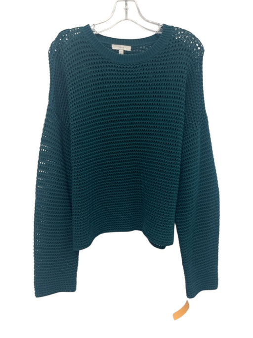 Joie Size L Green Cotton Long Sleeve Knit Sweater Green / L