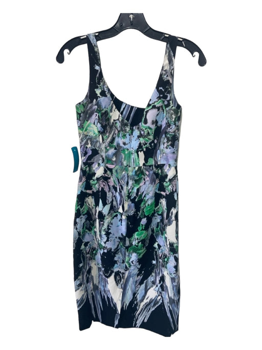 Milly Size 2 Black, Blue & Green Cotton & Viscose Blend Tank Watercolor Dress Black, Blue & Green / 2