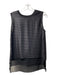 Vince Size S Black Polyester Sleeveless Textured Round Neck Overlay Top Black / S