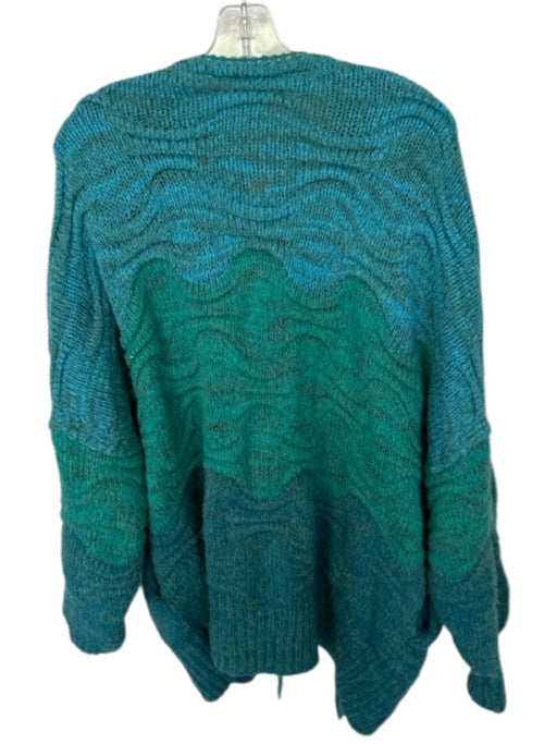 Free People Size S Blue & Green Acrylic Blend Chunky Knit Ombre Oversize Sweater Blue & Green / S