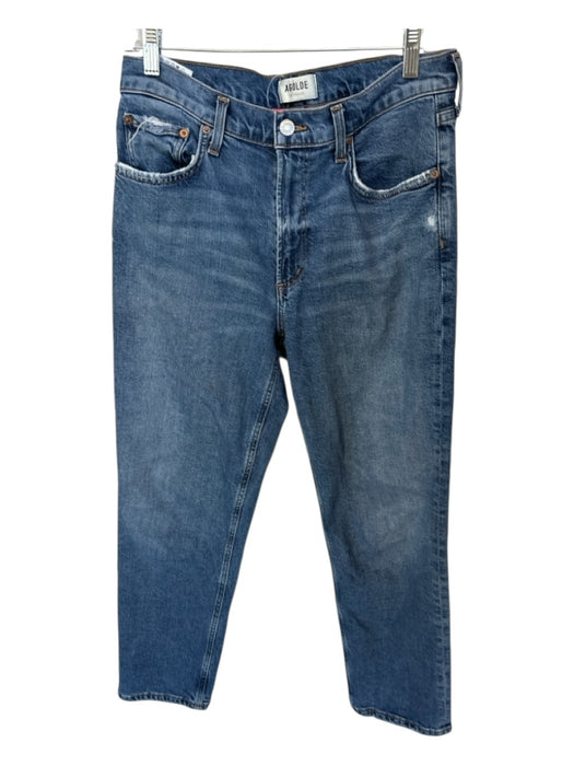 Agolde Size 28 Med Dark Wash Cotton Blend High Waist Straight Leg Jeans Med Dark Wash / 28