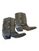 Dingo Shoe Size 9M Dark Brown Leather Bone Beaded Cowboy Boots Dark Brown / 9M