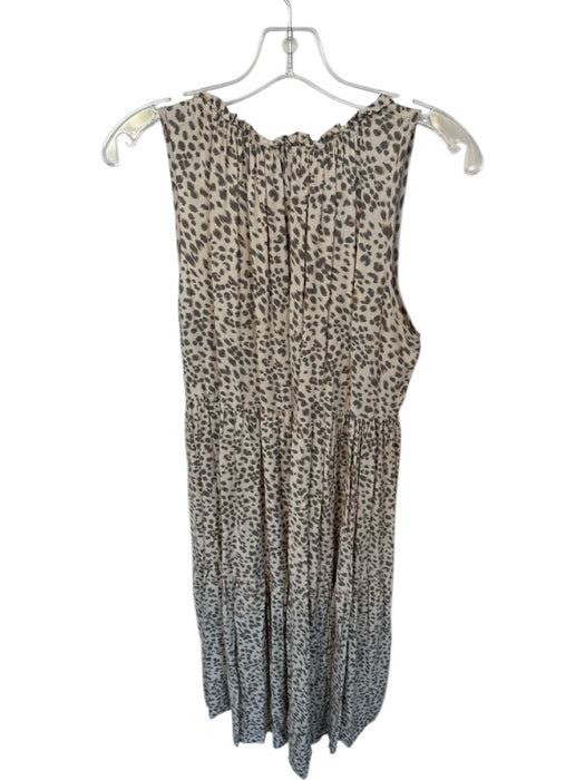Petal + Pup Size M Tan & Gray Tencel Sleeveless Animal Print Ruffle collar Dress Tan & Gray / M