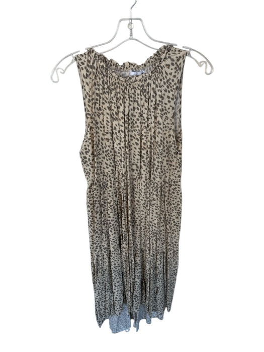 Petal + Pup Size M Tan & Gray Tencel Sleeveless Animal Print Ruffle collar Dress Tan & Gray / M