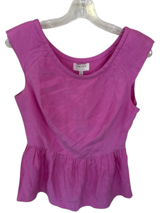 harlyn Size M Purple Silk Shoulder Pads Peplum Top Purple / M