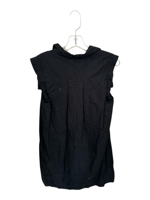 Rachel Zoe Size M Black Cotton Cap Sleeve Collar V Neck Shift Dress Black / M