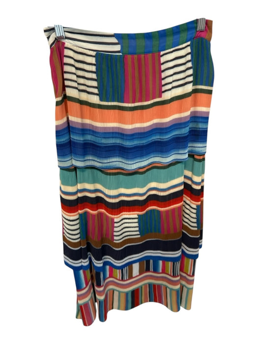 Farm Rio Size S Multi Polyester Tiered Acordian Pleated Lines Maxi Skirt Multi / S
