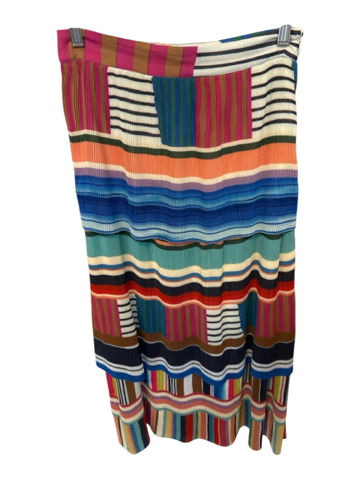 Farm Rio Size S Multi Polyester Tiered Acordian Pleated Lines Maxi Skirt Multi / S
