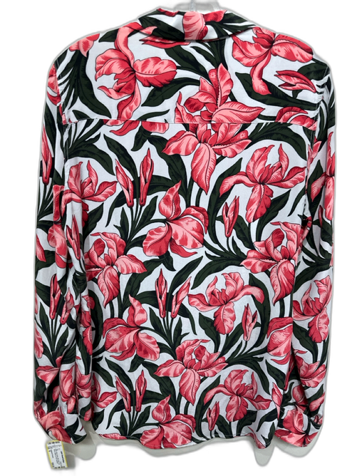 Equipment Femme Size M White, Pink & Green Silk Floral Long Sleeve Button Up Top White, Pink & Green / M