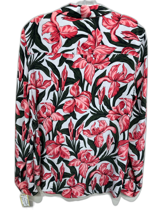 Equipment Femme Size M White, Pink & Green Silk Floral Long Sleeve Button Up Top White, Pink & Green / M