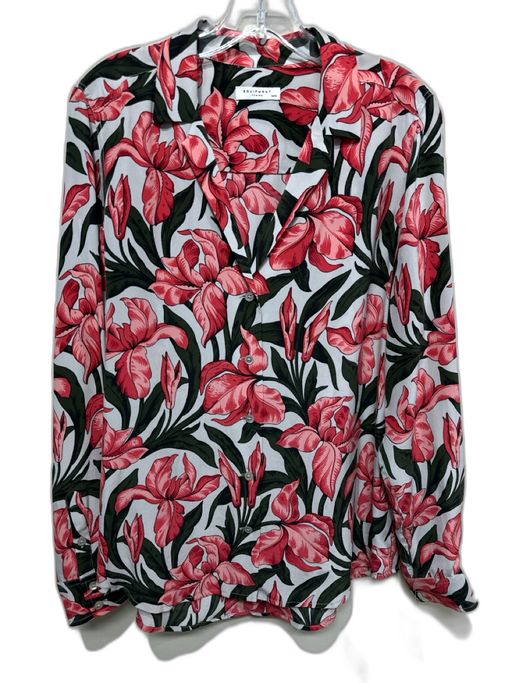 Equipment Femme Size M White, Pink & Green Silk Floral Long Sleeve Button Up Top White, Pink & Green / M