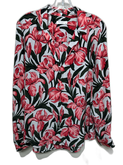 Equipment Femme Size M White, Pink & Green Silk Floral Long Sleeve Button Up Top White, Pink & Green / M