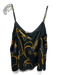 L'agence Size S Black & Yellow Silk Spaghetti Strap Jaguar V Neck Tank Top Black & Yellow / S