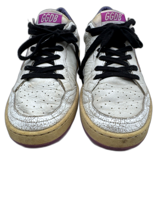 Golden Goose Shoe Size 38 White & Purple Leather Upper Glitter Detail Sneakers White & Purple / 38