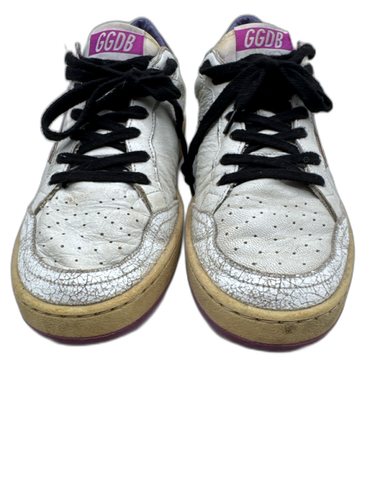 Golden Goose Shoe Size 38 White & Purple Leather Upper Glitter Detail Sneakers White & Purple / 38