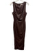Housecb Size M Brown Faux Leather darted Boat Neck Fitted Maxi Dress Brown / M