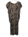 Farm Rio Size S Brown, cream & black Polyester Long Sleeve Leopard Dress Brown, cream & black / S