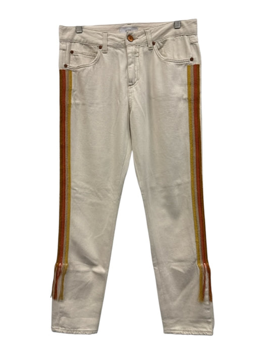 Closed Size 27 Cream, Orange &  Mustard Cotton Rainbow Side Panel Straight Pants Cream, Orange &  Mustard / 27
