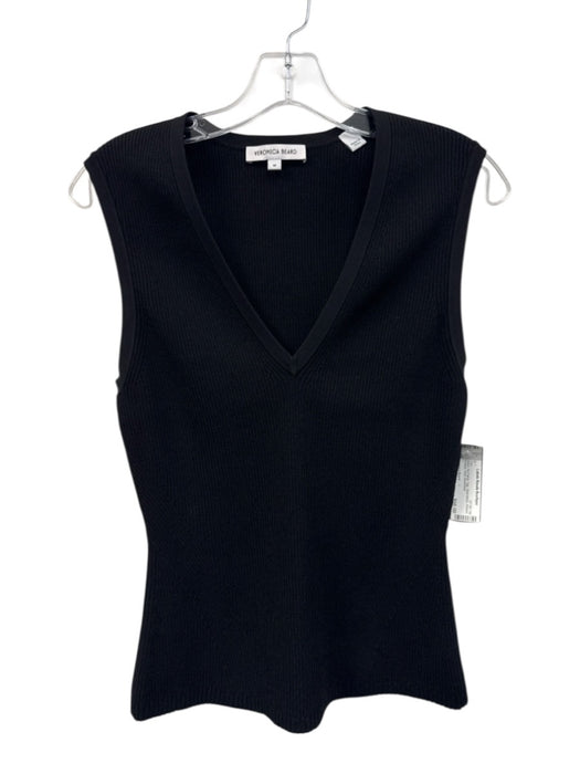 Veronica Beard Size M Black No Fabric Tag Sleeveless Ribbed V Neck Vest Top Black / M