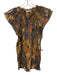 Ulla Johnson Size 0 Brown, Yellow & Orange Silk Blend Short Sleeve Floral Top Brown, Yellow & Orange / 0
