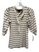 Veronica Beard Size S Cream, Red & Black Pima Cotton Blend Ribbed V Neck Top Cream, Red & Black / S